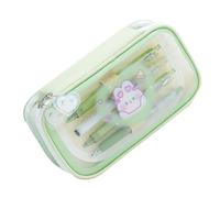 PUNELE Trousse à Crayons Grande capacité, Jolie Trousse D'école à Motif Dessin animé, Fenêtre Transparente, Couleurs Vives, Toile PVC de qualité Supérieure, Légère, pour la Maison, le (Vert)