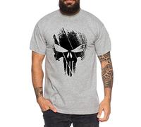 Punish - T-Shirt pour Homme Jon Bernthal Skull Logo Comics, Farbe2:Gris Chiné, Größe2:XXXX-Large