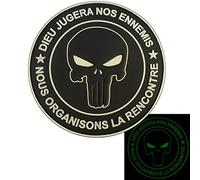 Punisher DIEU JUGERA NOS ENNEMIS DEVGRU Morale PVC Fastener Patch (All Black Glow Dark)