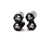 Punisher Lot de 4 bouchons de valve de pneu universels en forme de tête de mort pour voiture, SUV, camion, moto, vélo