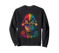 Punk Alligator Rainbow Mohawk Casque EDM Music Art Sweatshirt
