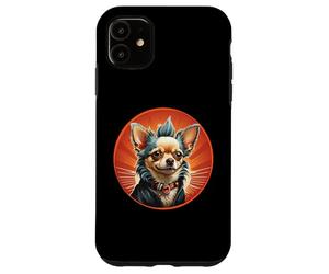 Punk Chihuahua Mohawk Veste en Cuir Treat Bone Rock Pet Dad Coque pour iPhone 11