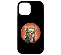 Punk Chihuahua Mohawk Veste en Cuir Treat Bone Rock Pet Dad Coque pour iPhone 12 Pro Max