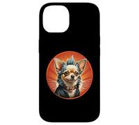 Punk Chihuahua Mohawk Veste en Cuir Treat Bone Rock Pet Dad Coque pour iPhone 14