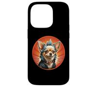 Punk Chihuahua Mohawk Veste en Cuir Treat Bone Rock Pet Dad Coque pour iPhone 14 Pro