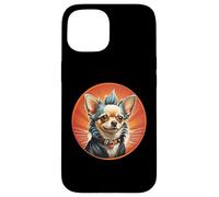 Punk Chihuahua Mohawk Veste en Cuir Treat Bone Rock Pet Dad Coque pour iPhone 15