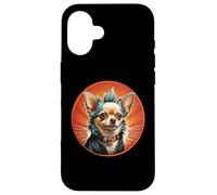 Punk Chihuahua Mohawk Veste en Cuir Treat Bone Rock Pet Dad Coque pour iPhone 16