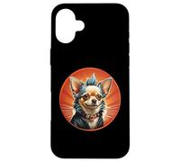 Punk Chihuahua Mohawk Veste en Cuir Treat Bone Rock Pet Dad Coque pour iPhone 16 Plus
