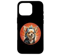 Punk Chihuahua Mohawk Veste en Cuir Treat Bone Rock Pet Dad Coque pour iPhone 16 Pro
