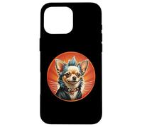 Punk Chihuahua Mohawk Veste en Cuir Treat Bone Rock Pet Dad Coque pour iPhone 16 Pro Max
