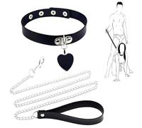 Punk Choker Ajustable Collier Ras Du Cou en Cuir PU Noir avec Chaîne Collier Ras Du Cou avec Anneau en O pour Homme Femmes Collier Ras Du Cou Gothique pour Halloween Cosplay Saint-Valentin