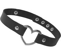 Punk Choker Coeur Réglable Pu Chaîne Collier Doux Noir O-Ring Goth ChokerDesign de mode