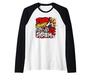 Punk Contre Le système - Protestation Rebelle du Punk Rock Manche Raglan