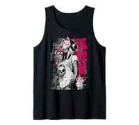 Punk Girl avec Masque Kitsune et Kanji Débardeur