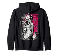 Punk Girl avec Masque Kitsune et Kanji Sweat à Capuche