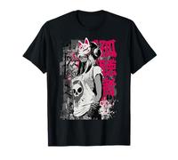 Punk Girl avec Masque Kitsune et Kanji T-Shirt