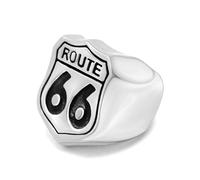 Punk Hip Hop 316L En Acier Inoxydable Route 66 Bague Pour Hommes Garçon Simple Acier/noir/or Biker Bague Amulette Bijoux Cadeau