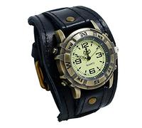 Punk Mode Simple Cuir Hommes Boucle Rétro Pin Watch Strap Montre Homme 80s Bracelet, Noir , taille unique
