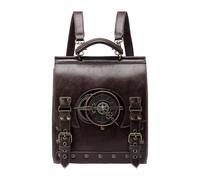 Punk Retro Damen Rucksack - Industrial Style Laptop Rucksack Aus Robustem PU-Leder | Vintage School Bag Mit Verstellbaren Für Outdoor Aktivitäten Wie Wandern, Camping | Europäisch Amerikanische