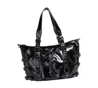 Punk Rivets Grand sac à bandoulière avec bandage pour femme et fille PU Sac à main sous les bras, Noir/blanc, Bohème