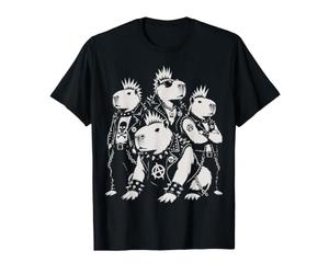 Punk Rock Capybara Mohawk Collier à Pointes drôle Vintage Badass T-Shirt