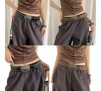 Punk Rock - Ceinture De Taille Réglable Pour Femmes Design En Relief Clous Métalliques En Cuir PU Accessoire Punk Confortable Pour Femmes