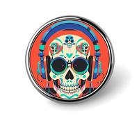 Punk Rock Écouteurs Crâne Rond Badge Mignon Émail Épinglette Bouton Pin Personnalisé Vêtements Décoration Unisexe Porte-Badge Chapeaux Sacs Chemises Décor