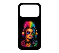Punk Rock Femme Rainbow Mohawk Casque Musique Art Coque pour iPhone 17 Pro