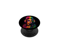 Punk Rock Femme Rainbow Mohawk Casque Musique Art PopSockets PopGrip Adhésif