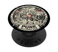 Punk Rock Musique Animal Drôle Shiba-Inu Capybara Punk Band PopSockets PopGrip Adhésif