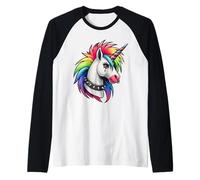 Punk Rock Rainbow Unicorn Emo Alternative Gothique, Animal Manche Raglan