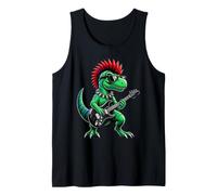 Punk Rock & Roll Art Dinosaure Guitare Mohawk Goth Rock & Roll Art Débardeur