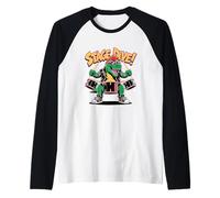 Punk Rock T-Rex Dinosaur Drummer - Funny Music Percussion Manche Raglan