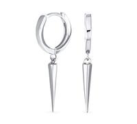 Punk Rocker Goth Biker Jewelry Arrow Charm Huggie Dangling Dagger Spike Mini Hoop Earrings For Men Women Teens .925 Sterling Silver