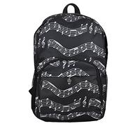 PUNK Sac à dos d’écolier à motifs de notes de musique, tissu Oxford (4 couleurs) Musical notes patterns black
