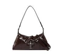 Punk Sac bandoulière vintage en cuir PU avec crampons de chaîne en métal Grande capacité Poches sous les bras pour femmes Gothique Punk Sac à bandoulière, marron