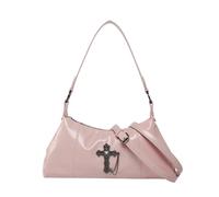 Punk Sac bandoulière vintage en cuir PU avec crampons de chaîne en métal Grande capacité Poches sous les bras pour femmes Gothique Punk Sac à bandoulière, a