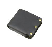 Punk Style Crazy Horse Leather Wallet - Men's Money Clip Card Holder with Stud Details, Noir , Taglia Unica