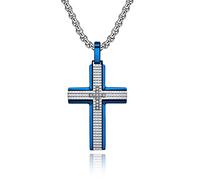 Punk Vintage Christian Scripture Bijoux Masculins Or Couleur Argent En Acier Inoxydable Croix Colliers Pendentif Pour Hommes