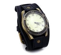 Punk Vintage Montre-Bracelet Bracelet Large PU Cuir Manchette Montre-Bracelet Montres à Quartz Hip-hop Gothique Punk Style Hommes Montre (Color : B)