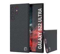 Punkcase AramidShield Coque en fibre de carbone pour S22 Ultra fine et légère en Kevlar 100 % véritable fibre d'aramide,Protection de qualité militaire pour votre Galaxy S22 Ultra 5G (17.3 cm) [Noir]