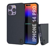 Punkcase Coque en fibre de carbone pour iPhone 14 Pro [Série Aramid MagShield] Coque ultra fine en carbone avec cercle de charge magnétique fabriqué à partir de 100 % fibre d'aramide véritable |