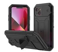 PunkCase Coque pour iPhone 13 Metal Case 2.0 | Coque de protection robuste | Coque intégrale en aluminium et TPU avec protection d'écran en verre trempé pour iPhone 13 (2021) (6,1") [Noir]