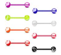PunkJewelry Piercing Langue Barbell Bioflex Marbre 8 Set Bioflex (Plastique Flexible)