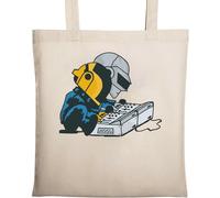 Punks not Dead Helmet Band Group Famous Singer Artist Pop Star DJ Robots Stencil Art Naturel Ecologique Coton Tote Bag Beige