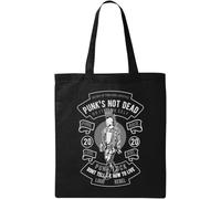 Punk's Not Dead Loud Sac fourre-tout en coton écologique naturel Noir, Noir , Taille unique