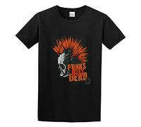 Punks Not Dead Mohican Orange Hair Skull Men Adult Short Sleeve Black S