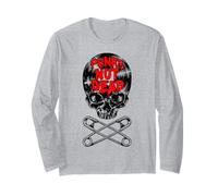 Punks Not Dead Punk Rock Vintage Vinyl Lover Gothic Skull Manche Longue