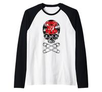 Punks Not Dead Punk Rock Vintage Vinyl Lover Gothic Skull Manche Raglan