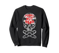 Punks Not Dead Punk Rock Vintage Vinyl Lover Gothic Skull Sweatshirt